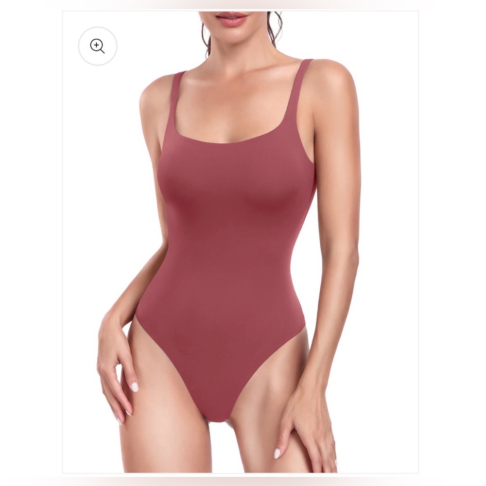 HeyNuts Women's Double Layer Square Neck Sleeveless Thong Bodysuit